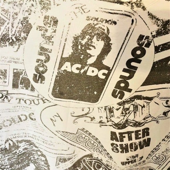 AC/DC Limited Edition Vintage All Over Print Front Side White Men's T-Shirt-XL - Picture 2 of 10
